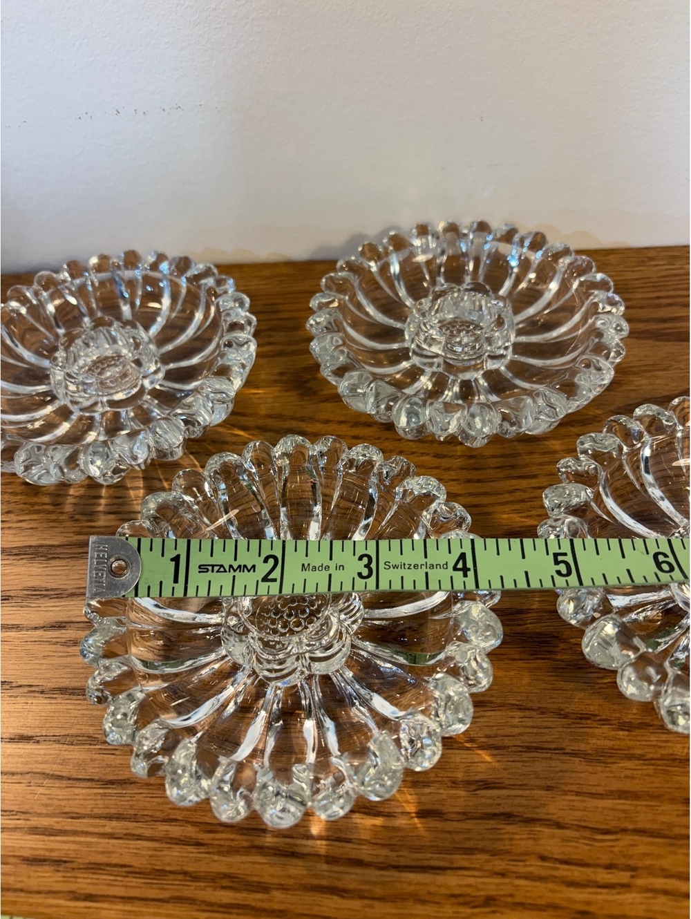 Vintage Hazel Atlas Glass Sunflower Taper Candle Holder Set of 4 MCM Daisy 4.25”